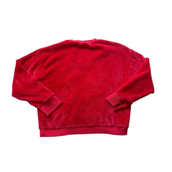 DISNEY Mickey Mouse Red Fuzzy Sweatshirt; Christmas, Holiday, Large Reindeer - Picture 2 of 9